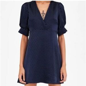 Like New Zara Polk at dots navy blue mini dress M
